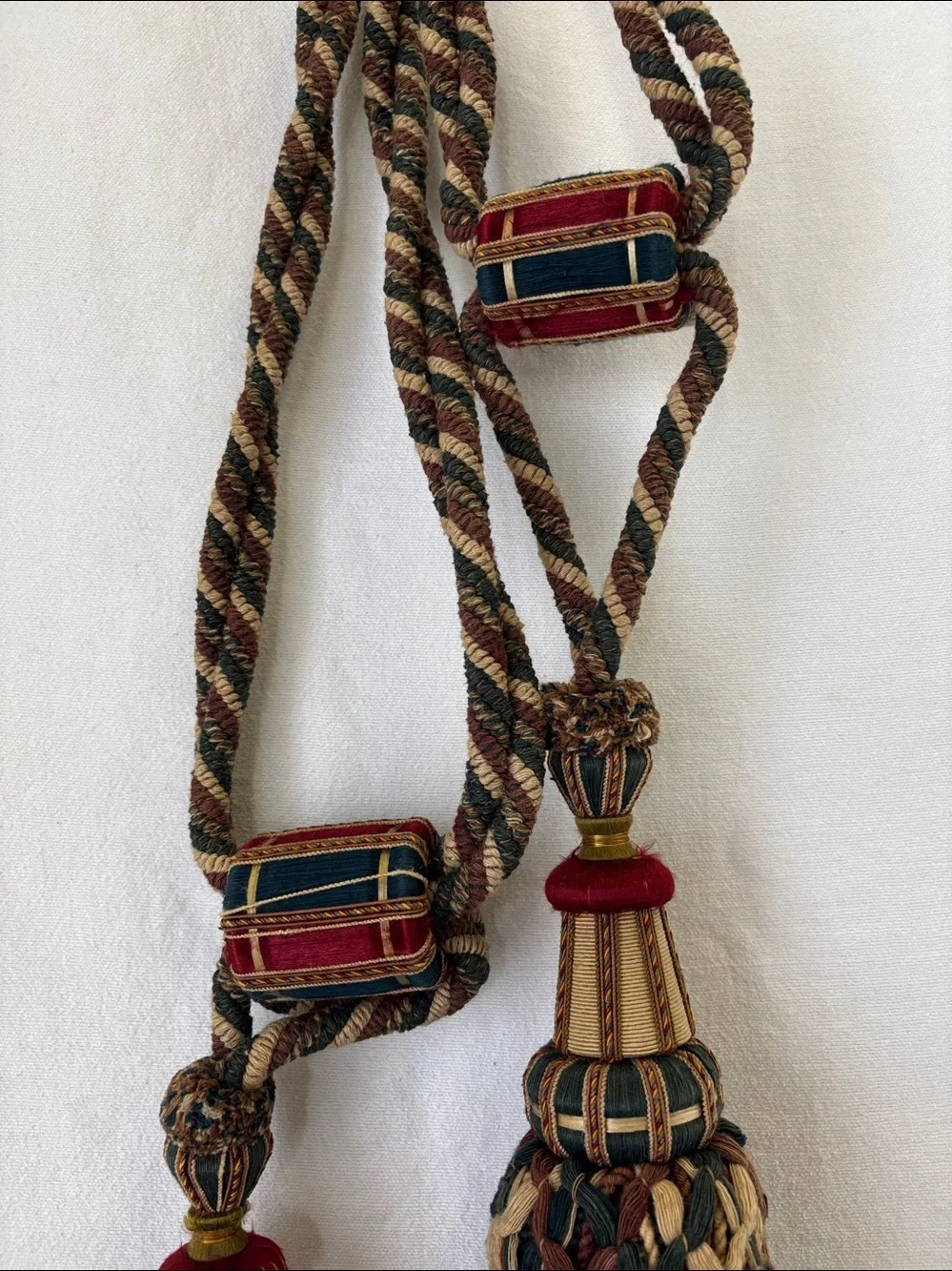 Vintage French Passementerie Tassel Drapery Curtain Tie Backs Pair